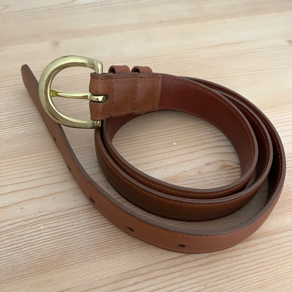 Vintage Coach Tan Leather Belt with Gold-Tone Buckle large - Picture 3 of 8